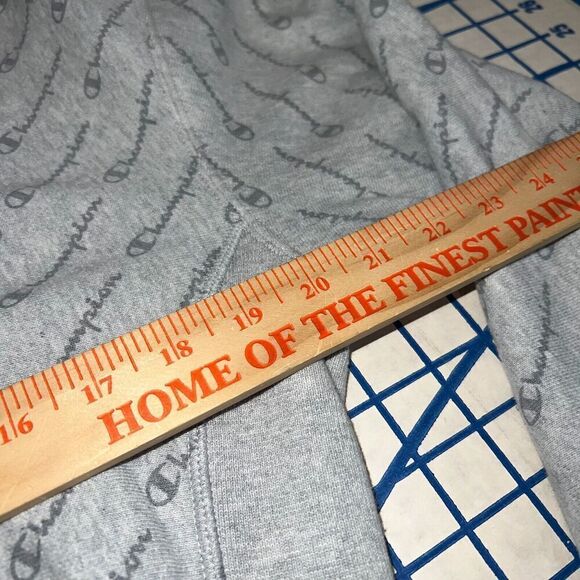 Champion Reverse Weave Hoodie Size Medium Gray Print All Over Heavyweight Hoodie - Picture 7 of 8